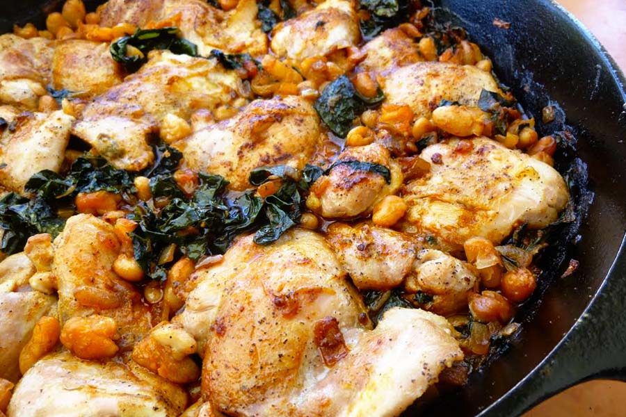 Harissa Chicken with Cannellini Beans and Kale
